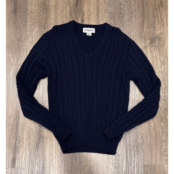 Vintage Campus Cable Knit Sweater Mens Medium - Picture 1 of 8